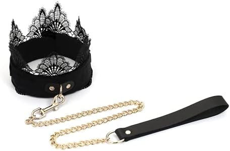 SMspade Leather Choker Collar Black Lace Chokers Set for Men Women Girls