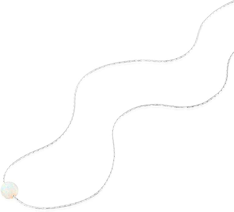 Opal Bead Choker Necklace – Rose and Gold Filled or Sterling Silver, Blue or White Opal Ball, Dainty Minimalist Jewelry 13.5"-16.5"