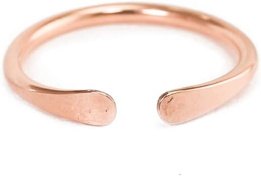 LOTUS STONE JEWELRY Smooth Hammered Gold Horseshoe Ring, Handmade Cuff Ring for Knuckle or Midi Wear