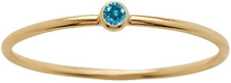 Gold Birthstone Rings for Women 14k Gold Plated Stainless Steel Stackable Ring Dainty Gold Zirconia Ring Engagement Wedding Promise Rings Gemstones Personalized Jewelry