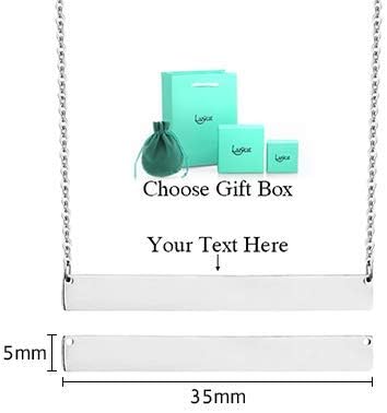 Lazycat Name Bar 18K Plated Bar Necklace,Engravable Name or Blessings Necklace