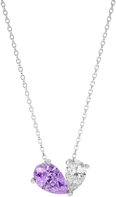 Birthstone necklace Double stone Heart Pendant Necklace 925 Sterling silver birthday, anniversary Personalised gift