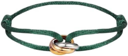 Joy-D 3 Rings Bracelet - String Bracelet with 3 Colors Rings, Adjustable Cord, High Quality Women&Men Bracelet, Gold Jewelry, Perfect Gift for Her&Him