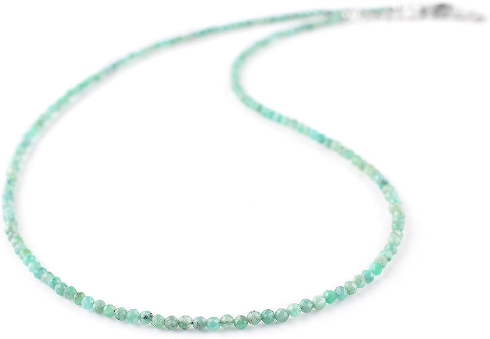 Natural Gemstone Dainty Pendant Necklace for Women Handmade Crystal Jewelry 925 Sterling Silver 18 Inch Chain Healing Chakra Christmas Birthday Gift for Her