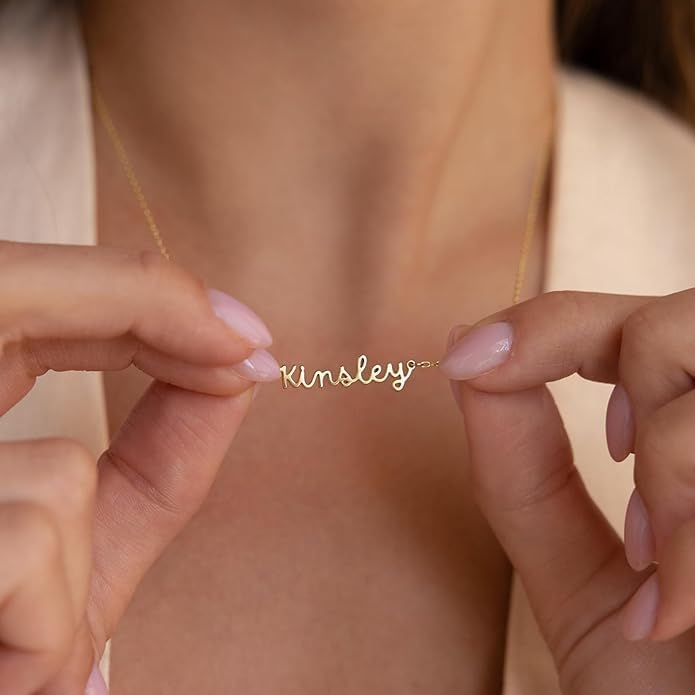 MOMOL 18K Gold Plated Stainless Steel Name Necklace Personalized Custom Name Necklace Customized Nameplate Necklace for women