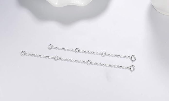 Dorella Sterling Silver Necklace Extenders Chain Set of 2 Pcs Pack 2" and 5" or 3" and 4" - Solid 925 Sterling Silver Fine Chain Dainty Durable Adjustable