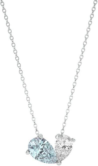 Birthstone necklace Double stone Heart Pendant Necklace 925 Sterling silver birthday, anniversary Personalised gift
