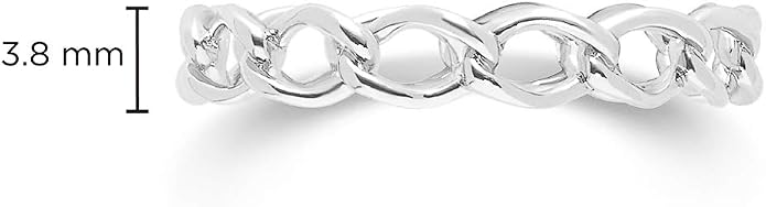 Milla Sterling Silver Rings for Women - Dainty Stackable Open Circle & Chain Gold Rings