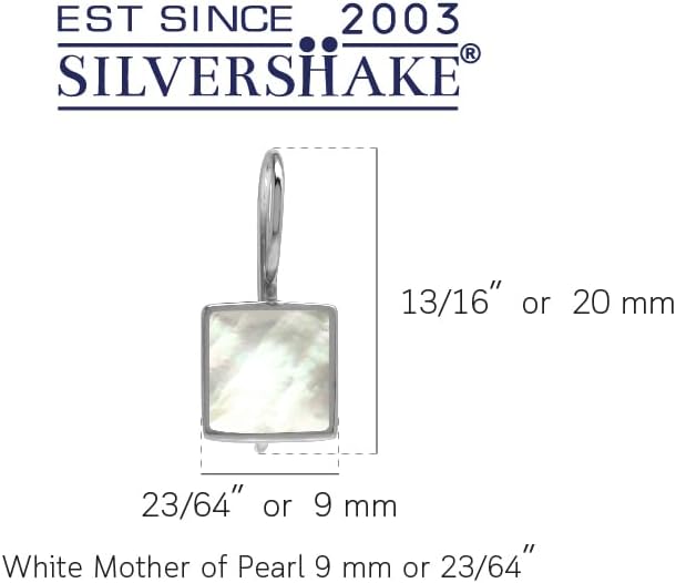 Silvershake 9MM Square Shape Stone Inlay White Gold Plated or 18K Gold Plated 925 Sterling Silver Basic Hook Closure Earrings Jewelry for Women