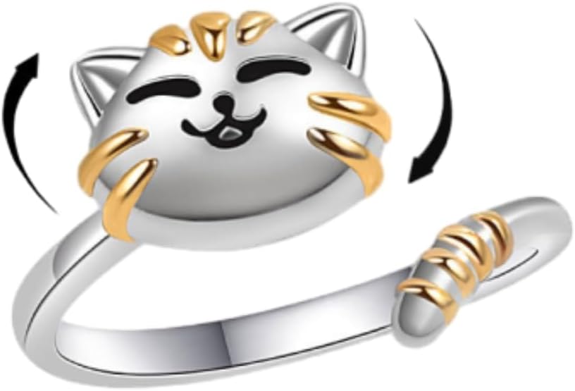 Fidget Ring Anxiety Spinner Ring Open Adjustable Sunflower Star Moon Windmill Butterfly Rings Daisy Stress Relieving Fidget Women Cubic Zirconia Anti Stress Mood Rotate Inspirations Jewelry