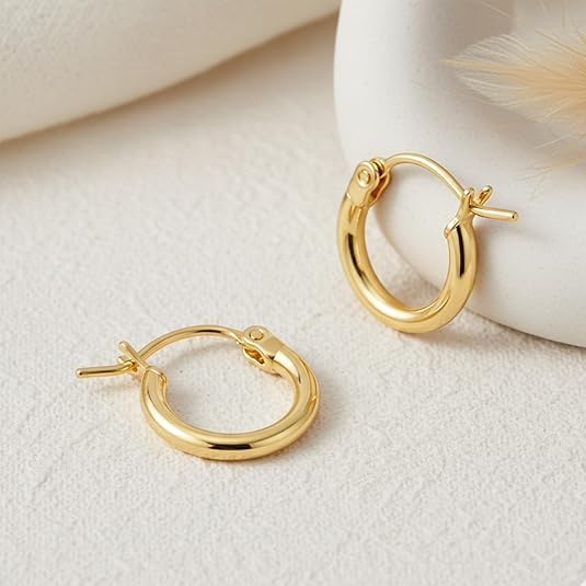 14K Gold Hoop Earrings, Gold Earrings for Women Hypoallergenic Lightweight Small Hoop Earring for Womens