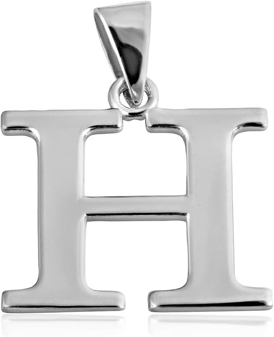 Claddagh Gold .925 Sterling Silver Initial Pendant Charm – Personalized Alphabet Letter Jewelry in 0.80mm or 0.55mm Block Font