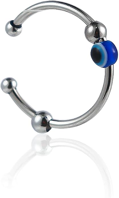 COLORFUL BLING Blue Evil Eye Anxiety Stackbale Rings Spinner Fidget Band Ring Thin Adjustable Stacking Relief for Women Anti Anxiety Jewelry-2pcs/Set
