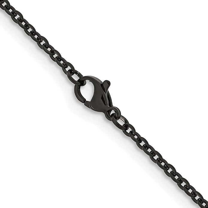Stainless Steel IP Black-plated 2.30mm 22in Cable Chain Necklace - with Secure Lobster Lock Clasp 22"