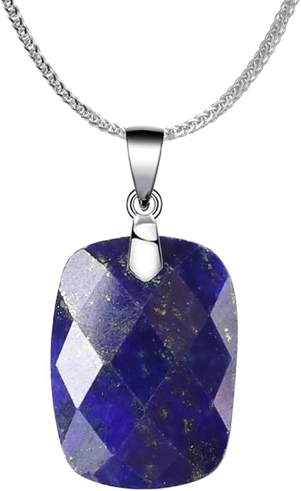 iSTONE 925 Sterling Silver Natural Crytral for Womens Pendant Necklace, Gemstone Birthstone with 17.8" Silver Chain Ladies
