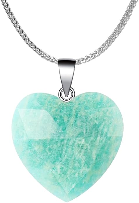 iSTONE 925 Sterling Silver Natural Crytral for Womens Pendant Necklace, Gemstone Birthstone with 17.8" Silver Chain Ladies