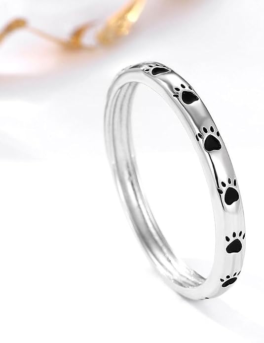 925 Sterling Silver Dainty Daisy Butterfly Paw Heart Eternity Rings Blue Flower Finger Rings for Women Stacking Promise Rings Gift Jewelry