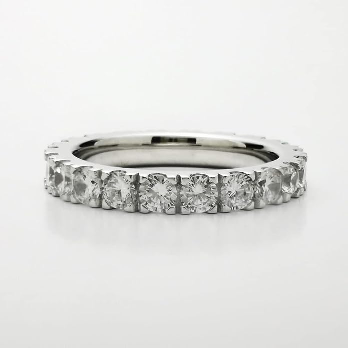 Bo.Dream 1.5mm/2.2mm/3mm Round Cubic Zirconia CZ Full/Half Eternity Rings Wedding Band Sterling Silver