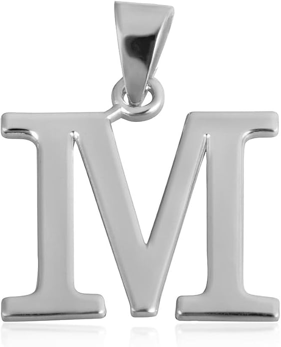 Claddagh Gold .925 Sterling Silver Initial Pendant Charm – Personalized Alphabet Letter Jewelry in 0.80mm or 0.55mm Block Font