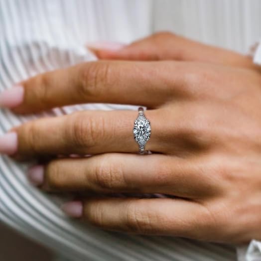 3ct-7ct Cubic Zirconia 3 Stones Engagement Rings 5A Grade Simulated Diamond Cushion Cut/Emerald Cut/Asscher Cut/Heart Cut CZ Anniversary Promise Wedding Rings for Women