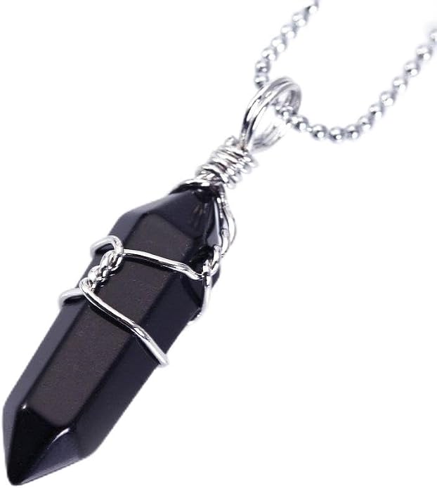 BRCbeads Gorgeous Faceted Handmade Wire Wrap Healing Point Chakra Pendant Variation Colors and Material for Necklace Making