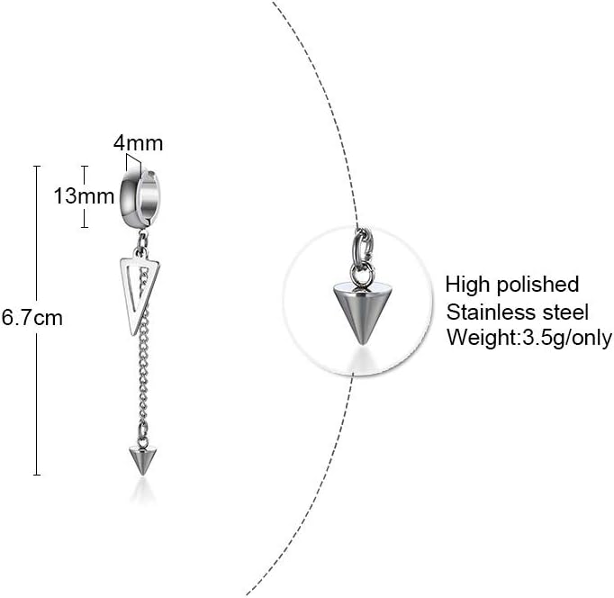 VNOX Unisex Vinatge Stainless Clip On Earrings Non Piercing Feather Charm Dangle Hinged Stud Earrings for Men Women Teen