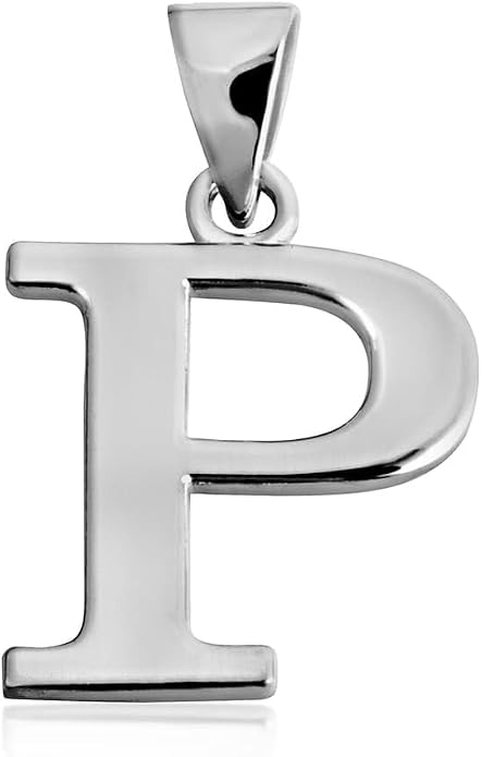 Claddagh Gold .925 Sterling Silver Initial Pendant Charm – Personalized Alphabet Letter Jewelry in 0.80mm or 0.55mm Block Font