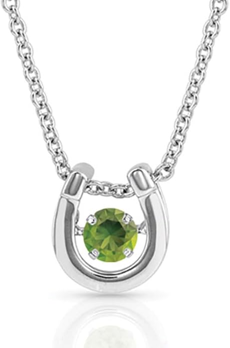 Montana Silversmiths Women's Dancing Birthstone Cubic Zirconia Horseshoe Pendant Necklace