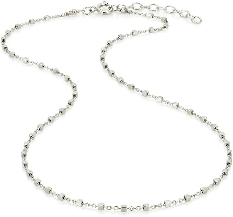 Annika Bella Chain Choker Necklace for Women, 925 Sterling Silver Chokers, Length 13-16 Inches, Short Necklaces for Teens, Waterproof Jewelry Gift for Her