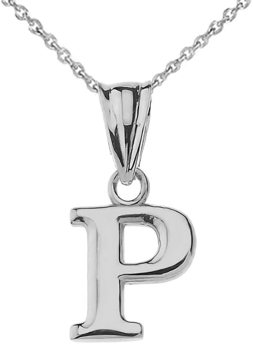 Claddagh Gold .925 Sterling Silver Initial Pendant Charm – Personalized Alphabet Letter Jewelry in 0.80mm or 0.55mm Block Font