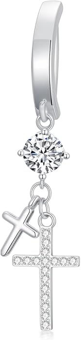 Butterfly Cross Shark Belly Button Ring 925 Sterling Silver Clicker Belly Rings Dangle Navel Ring Hypoallergenic Navel Piercing Belly Piercing Jewelry Gifts for Women