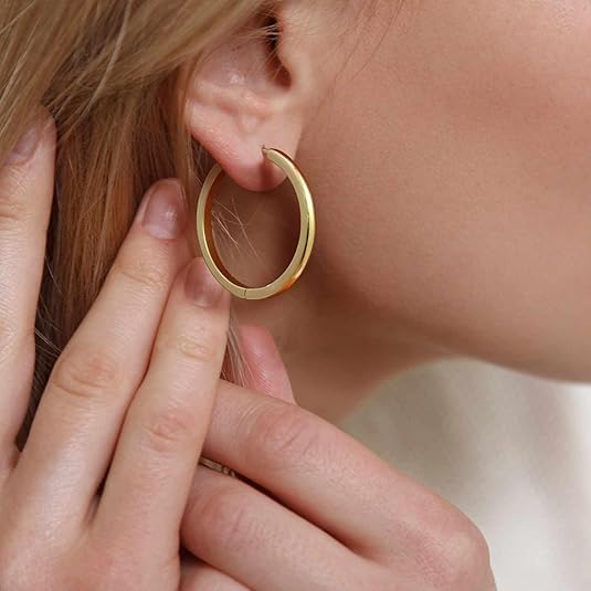 Gold Earrings for Women 14K Gold Hoop Earrings for Women Chunky Classic Huggie Earring Everyday