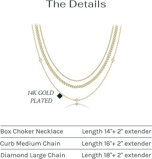 PAVOI 14K Gold Plated Dainty Layering Necklaces for Women | Snake Chain, Curb Link, Paperclip Layered Chains | Trendy Layering Necklace