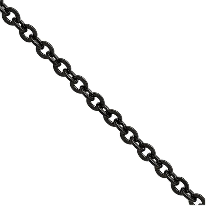 Stainless Steel IP Black-plated 2.30mm 22in Cable Chain Necklace - with Secure Lobster Lock Clasp 22"
