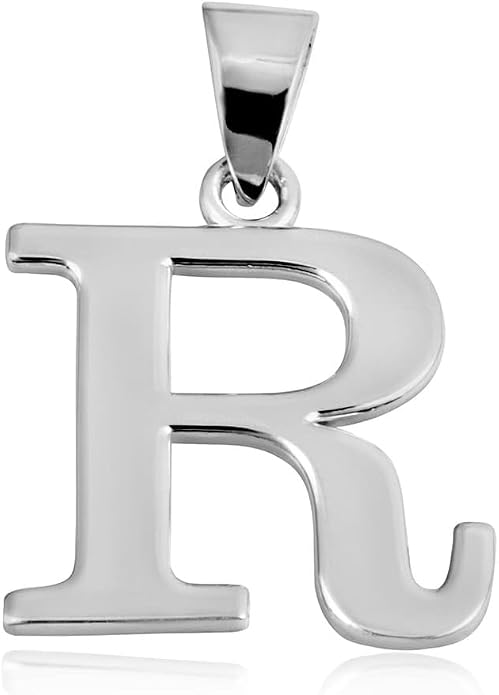 Claddagh Gold .925 Sterling Silver Initial Pendant Charm – Personalized Alphabet Letter Jewelry in 0.80mm or 0.55mm Block Font
