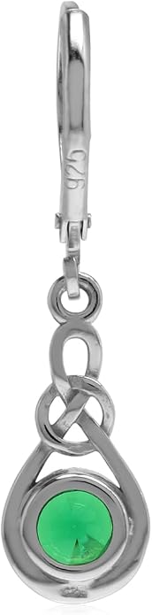 Silvershake Genuine Gemstone Irish Celtic Knot Drop Dangle Earrings