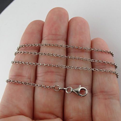 FashionJunkie4Life Oxidized Black Sterling Silver 1.2mm Rolo or Rollo Chain Necklace - 16, 18, 20, 24"