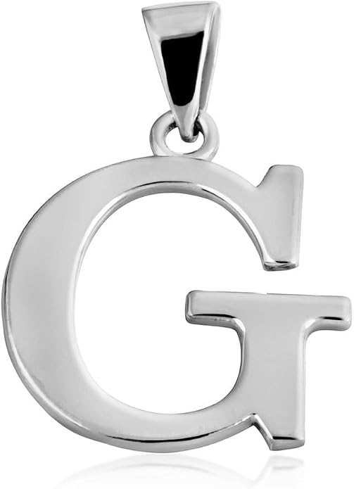 Claddagh Gold .925 Sterling Silver Initial Pendant Charm – Personalized Alphabet Letter Jewelry in 0.80mm or 0.55mm Block Font