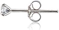 14K Gold Earrings, Round Cubic Zirconia Tiny Small Pierced Long Posts Stud Cartilage CZ Earrings for Women Men, 2mm, 3mm, 4mm, 5mm