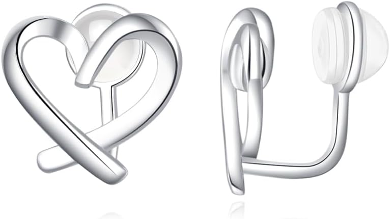 Reffeer Solid 925 Sterling Silver Love Heart Clip On Earrings Ear Cuffs for Women Teens Heart Wrap Earrings No Piercing