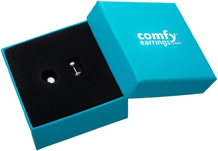 ComfyEarrings CZ Crystal Bezel Stud Earrings, Stainless Steel