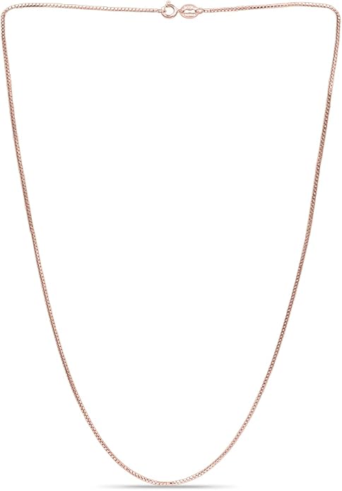 SEA OF ICE Chain Necklace 925 Sterling Silver with Ring Clasp Closure, Italian Box Necklace Chain Necklace for Women & Men, Available in Gold, Rose Gold, Silver, and Black Rhodium, Multisize