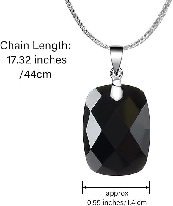 iSTONE 925 Sterling Silver Natural Crytral for Womens Pendant Necklace, Gemstone Birthstone with 17.8" Silver Chain Ladies