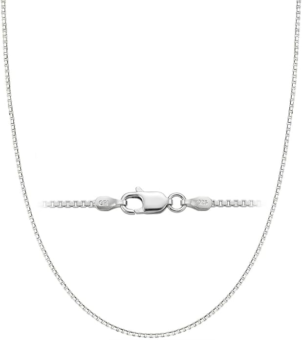 925 Sterling Silver Italian Box Chain Necklace - Secure Clasp, Perfect for Layering - Durable Necklace & Bracelet Chains for Everyday & Special Occasions