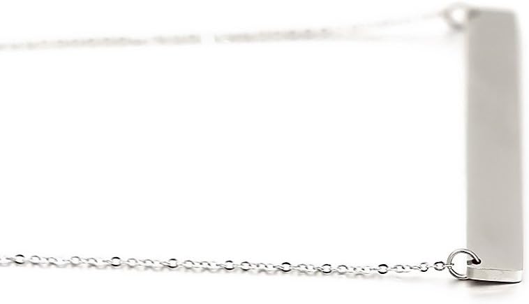 Lazycat Name Bar 18K Plated Bar Necklace,Engravable Name or Blessings Necklace