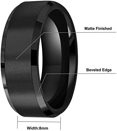 6mm 8mm 10mm Black Tungsten Wedding Band Ring Men Women Matte Finish Beveled Edges Comfort Fit Size 5 To 17