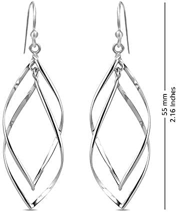 Charmsy 925 Sterling Silver Double Twisted Infinity Dangle Earrings for Women | Linear Marquise Large Loops Classic Infinity Drop Dangle Earrings