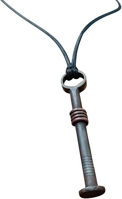 ARTIZANSTORE Iron Jewelry Pendant Necklace – Hand Forged Rustic Iron Pendant, Handmade Blacksmith Jewelry Necklace for Men & Women