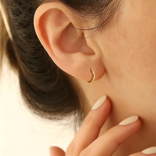 14K Gold Hoop Earrings, Gold Earrings for Women Hypoallergenic Lightweight Small Hoop Earring for Womens