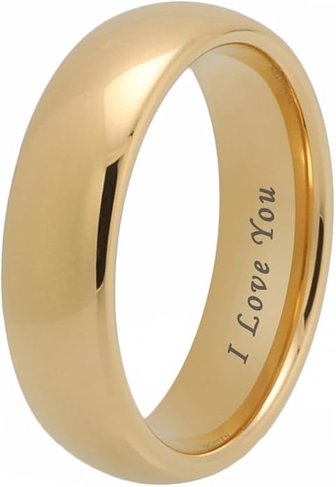 TUTISS 4mm 6mm 8mm 10mm Silver/Gold/White Tungsten Rings for Men Women Couple Fashion Jewelry Anniversary Engagement Wedding Bands Domed Polished I Love You Engraved Comfort Fit